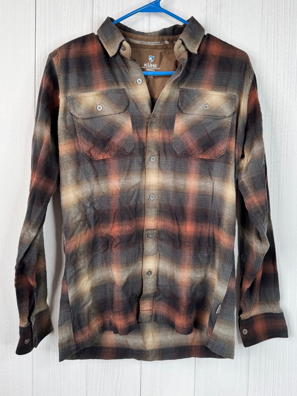 KUHL Men's Rust & Black Plaid Flannel Shirt Jacket